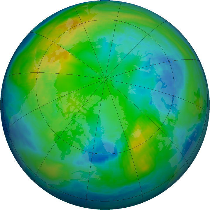 Arctic ozone map for 28 October 1987